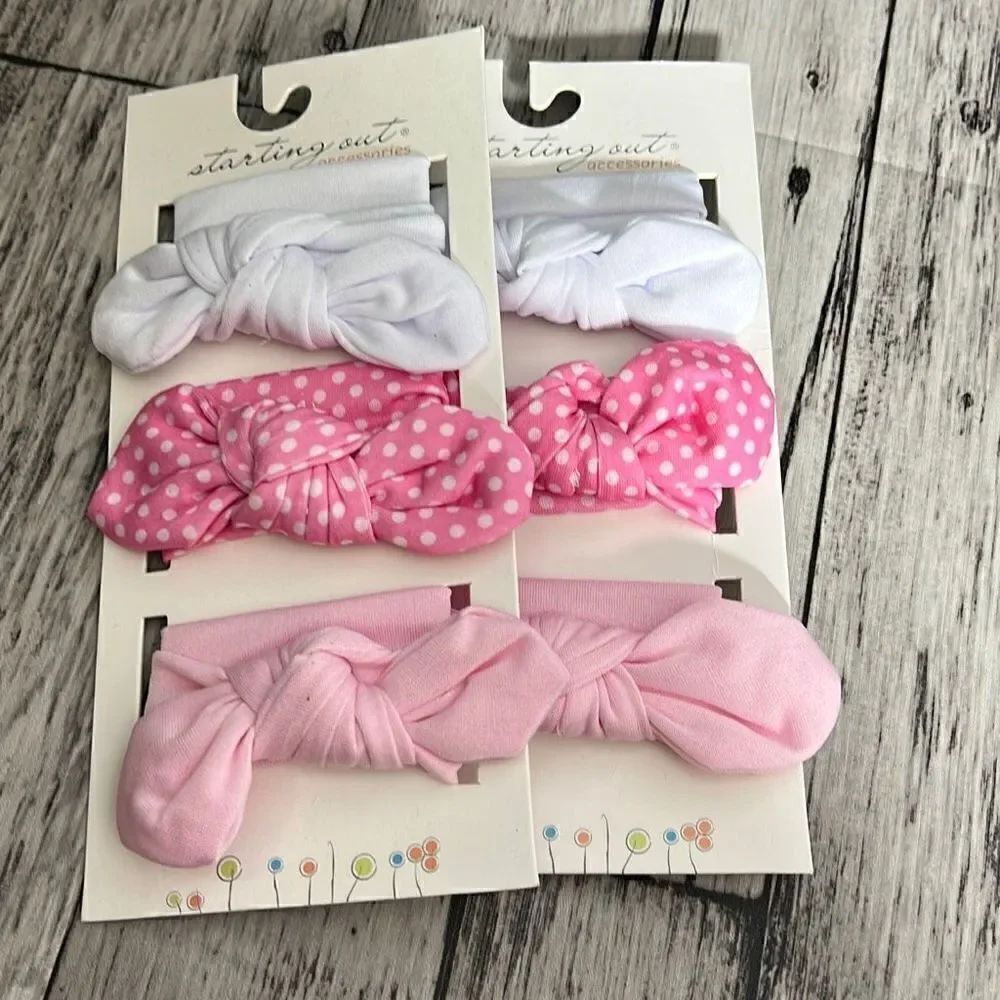 Starting Out Baby Girls 3-Pack Pink White Headwraps Hair Accessories Lot of 2